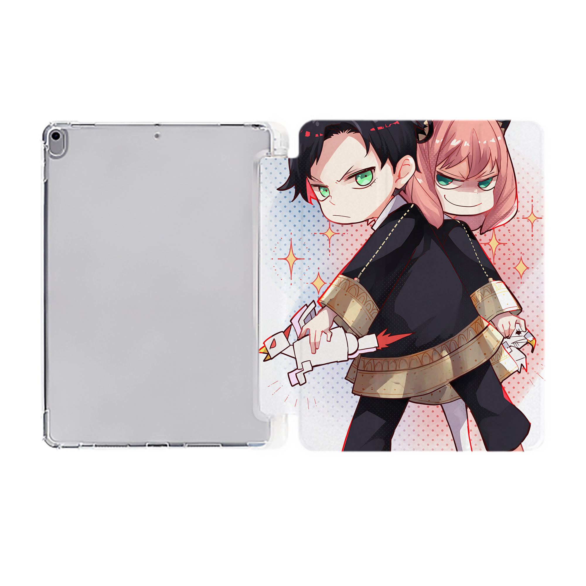 （画像用） SPY×FAMILY间谍家家酒 IPad ケース ペン収納付き 三つ折りスタンド PUレザー×シリコン 対応機種9.5/10.5/10.9インチ